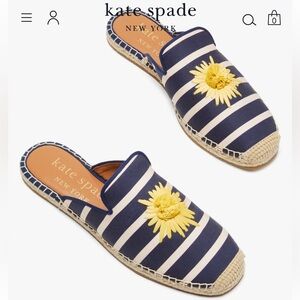 Kate Spade Blue and White Espadrilles with Yellow Floral